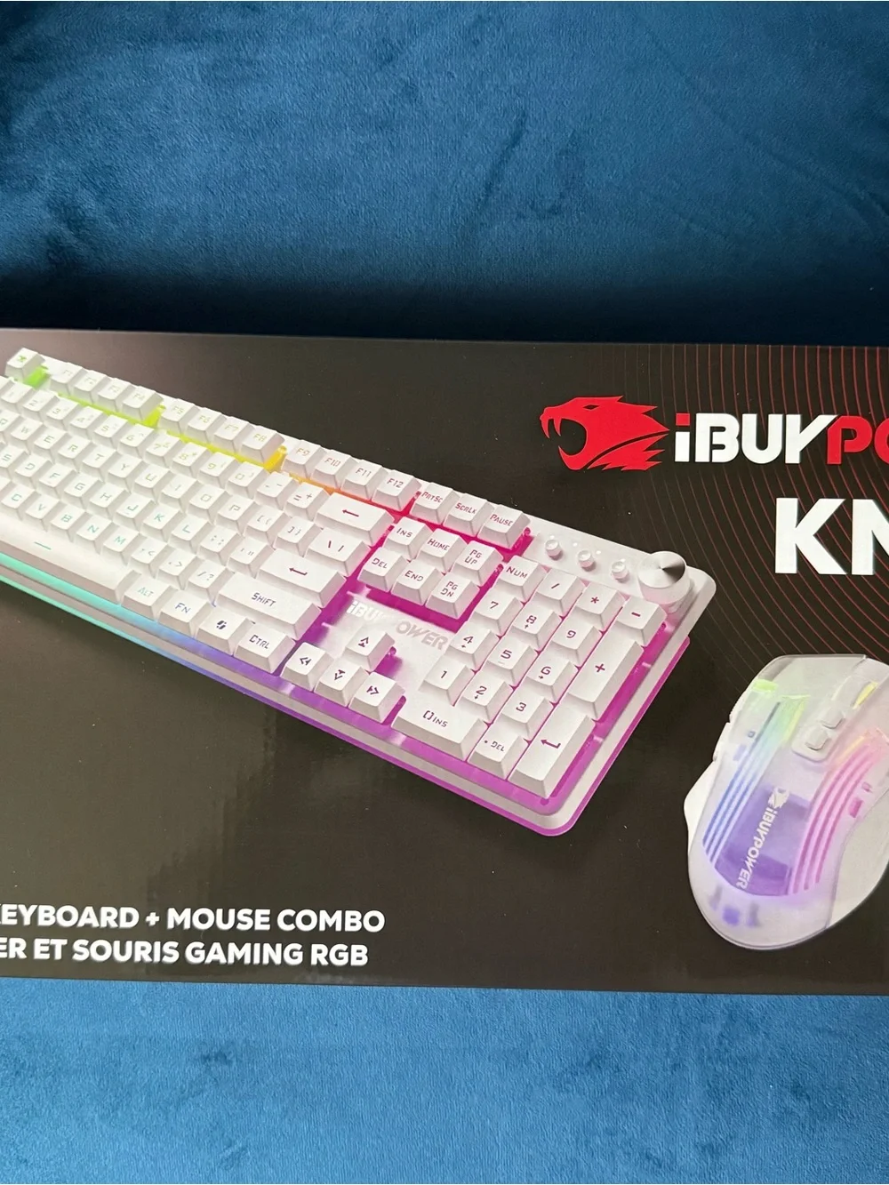 iBuyPower White RGB Gaming Keyboard & Mouse Combo